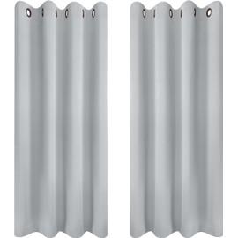 Utopia Bedding Blackout Curtains Grommet Thermal 2 Panels Drapes [Grey White, 46 x 54 Inches] Sound Insulated Curtain for Bedroom and Living Room (117x137 cm)