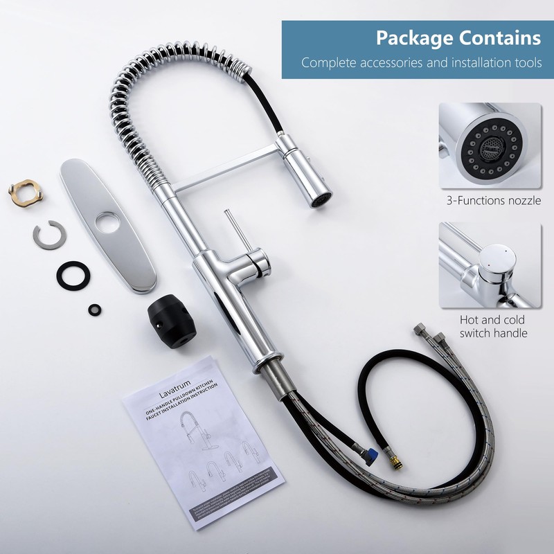 Lavatrum 22‘’ Extra-Tall Polished Chrome Kitchen Faucets,Commercial High Arc Single