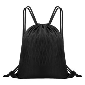 Waterproof Gym Bag with Drawstring, Black Drawstring Backpack Sports Bag for Men and Women, Drawstring Gym Bag, PE Gym Bag for Sports, School, Beach, Swimming, Travel, black