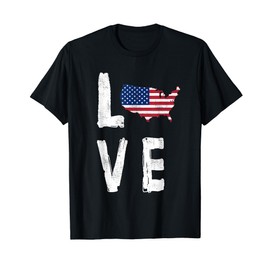 4th of July Dress United States Flag Love T-Shirt, black