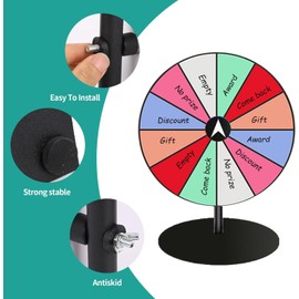 Spinning Wheel for Prizes with Stand, Spin the Wheel 12 Slots Color Prize Wheel Roulette Wheel for Carnival, Trade Show, Spinning Game Party Pub