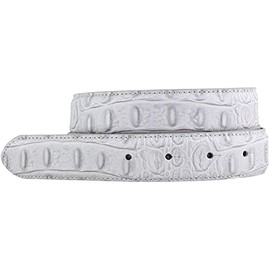 BELTINGER Interchangeable Belt with Crocodile Embossed without Buckle 3 cm Narrow Press Stud Belt for Women 30 mm Crocodile Look Crocodile Pattern, lightgrey