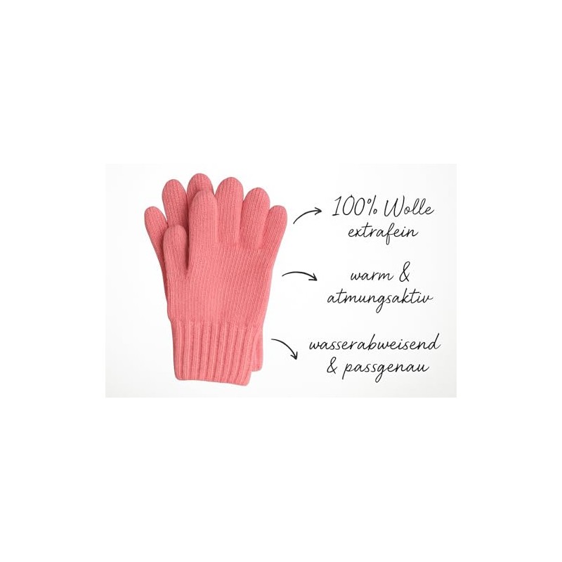 FosterNatur, Children's finger gloves/knitted gloves/wool gloves, 100% extra fine wool,