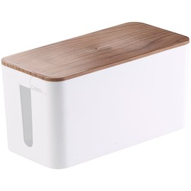 Callstel Cable box: Cable box, small, 23 x 11.5 x 12 cm, walnut wood effect with rubber feet (cable folder)