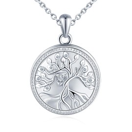 Yumilok Chain Necklace for women Tree of Life Zirconia rund Open Photo Picture Locket Necklace 925 Sterling Silver