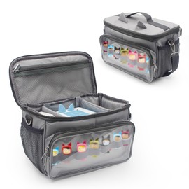 UPGRADED Carrying Bag for Toniebox Starter Set - Carrying Case for Toniebox, Tonie Figures ,Headphones and Charging Station, Portable Storage Bag with Shoulder Strap and Handle Bar, Cute Design Grey