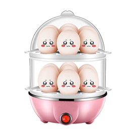 Double Layer Egg Cooker 14 Egg Capacity Hard Boiled Egg Cooker Anti-dry Electric Egg Boiler with 40mL Measuring Cup Steam Vegetables