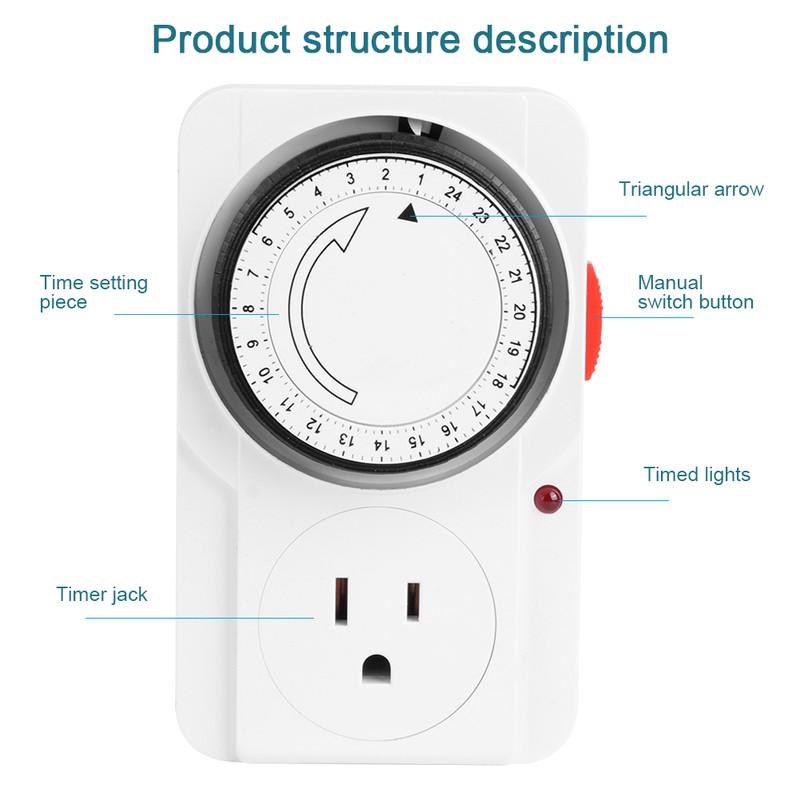Mechanical Timer Socket 24‑Hour Cycle Timing Controller Socket Home Supplies