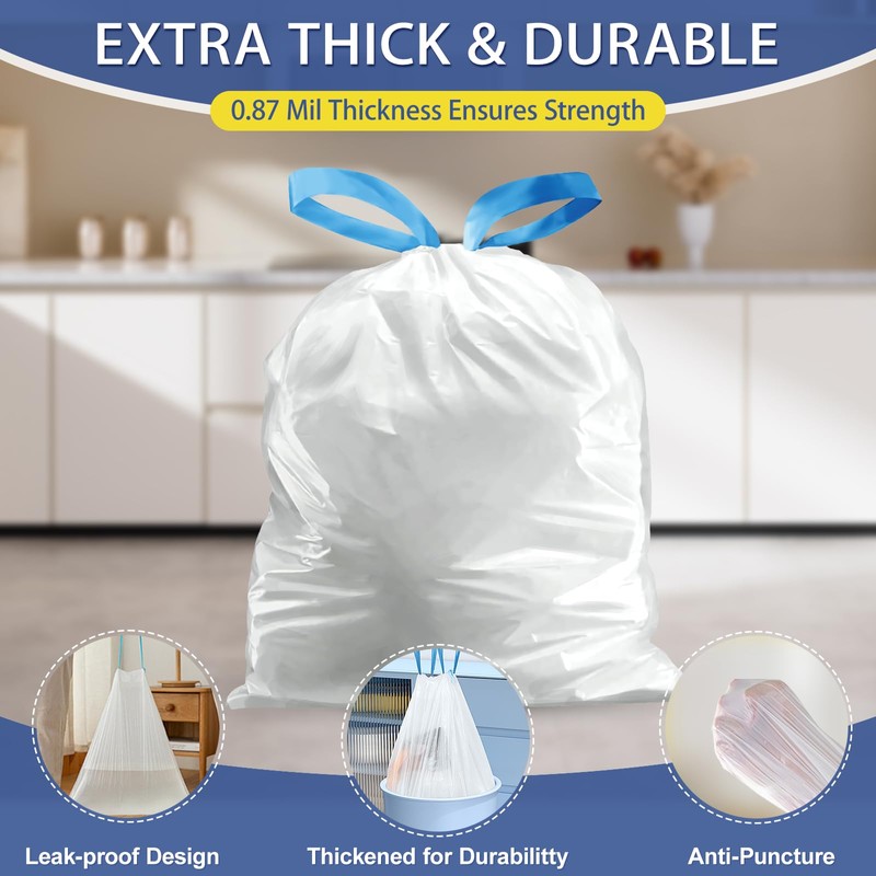T.FORING 150 Count 4 Gallon Trash Bags Drawstring - 1.1