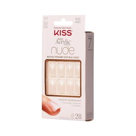 Kiss Salon Acrylic Nude French 28 Count Medium Length Flat (Pack of 3)