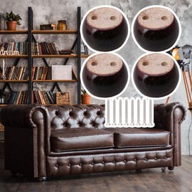 SHANOER 4pcs 50mm Height Red Brown Eucalyptus Wood Round Bun Furniture Feet Sofa Cabinet Couch Legs