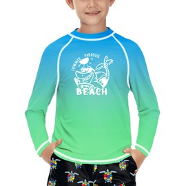 Kids Summer Surfing Rash Vest UPF 50+ Sun Protection Quick Drying Swimming Tops Beach Green 13-14 Years