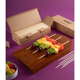 FOOGO Green 500pcs Medium 20cm, Bamboo Skewers, FSC® Certified, Sturdy Eco-Friendly Wooden, Barbecue, BBQ & Kebabs Skewers, Fruit Picks, Cocktail Sticks, for Camping, Parties and Wedding
