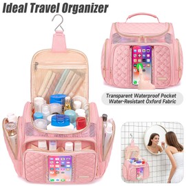 Large Toiletry Bag for Women Men,Bathroom Bag,Water Resistant Makeup Bag,Portable Shower Caddy for College Dorm,Hanging Toiletry Bags for Traveling,Shower Bag with Transparent Waterproof Phone Pocket