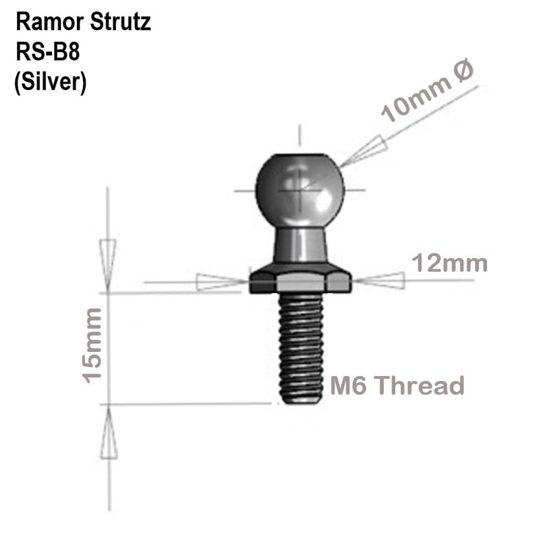 Ramor Strutz Four Stainless Steel Ball Stud Bolts for Gas