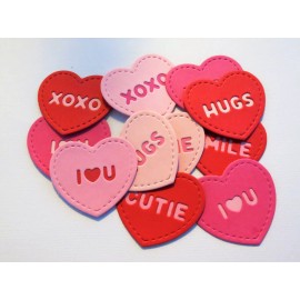 Valentines Conversation Hearts 10 Paper Die Cut Scrapbook Embellishments