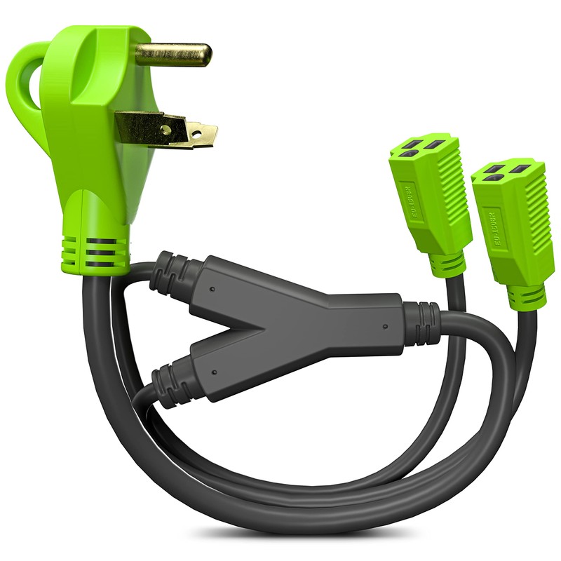 Leisure Cords 24'' RV Y Adapter Cord 30 Amp Male
