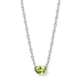 Kendra Scott Cailin Pendant Necklace in Light Green Crystal, Rhodium-Plated Brass, Fashion Jewelry for Women