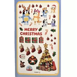 Design Group Merry Christmas BLUEY Window Clings Peel Stick Reposition Self Adhesive NIB