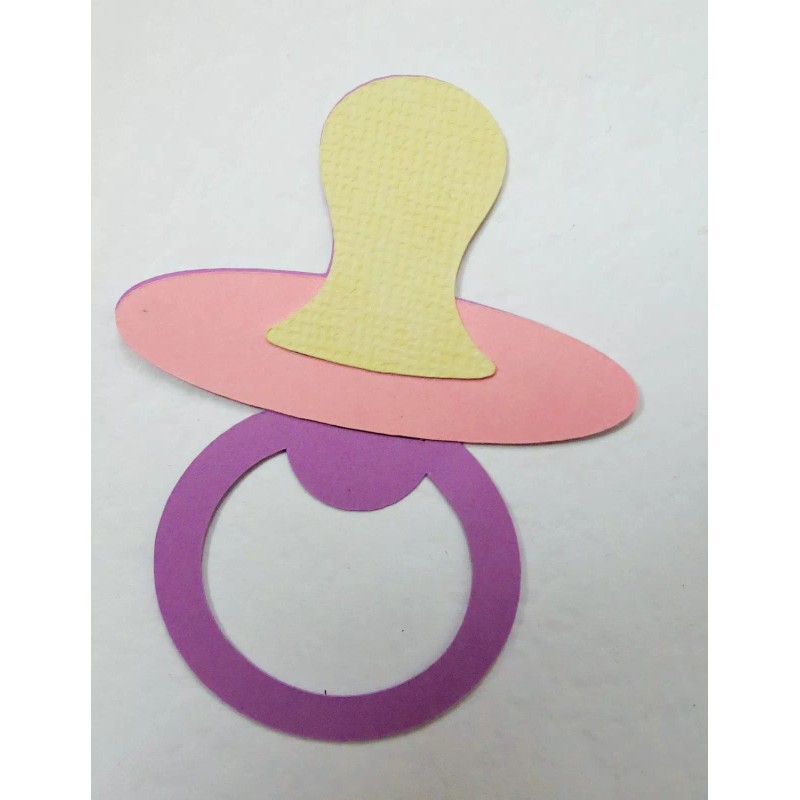 Baby Girl Bottle Bib Rattle Binkie Bib Die Cut Paper