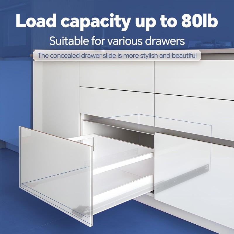 ToBeGreat 1 Pair Undermount Soft Close Drawer Slides 9 Inch