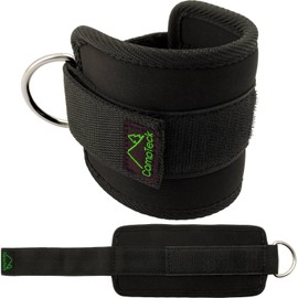 CampTeck U6831 D-Ring Ankle & Wrist Cuffs Neoprene Adjustable Strap for Gym Cable Machine Workouts, Glute Legs & Abdominal Exercises – Black, 1 Pair