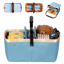 BabbleRoo Diaper Caddy: Large Capacity Diaper Organizer Basket, Perfect for Storing Baby Wipes, Diapers & Baby Essentials. Spacious, Convenient for Parents of Newborn Babies - Blue