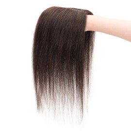 S-noilite Real Human Hair Toppers, 100% Remy Human Hair Toppers for Women,Hair Toppers for Women No Bangs,3.1″*3.4″Silk Base 150% Density 12" Coffee Brown