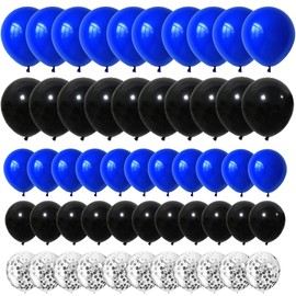 Royal Blue, Black, Silver Confetti Balloons Set - 122PCS Matte Blue and Black Balloons Arch Garland for Class of 2024 Graduation Video Gaming Birthday Party Decorations