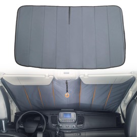 MELIPRON Van Windshield Sunshade Fits for 2014-2025 Ford Transit 150, 250, 350, Campervan Front Window Cover with UV Protection & Heat Block with 6 Fiberglass Rods