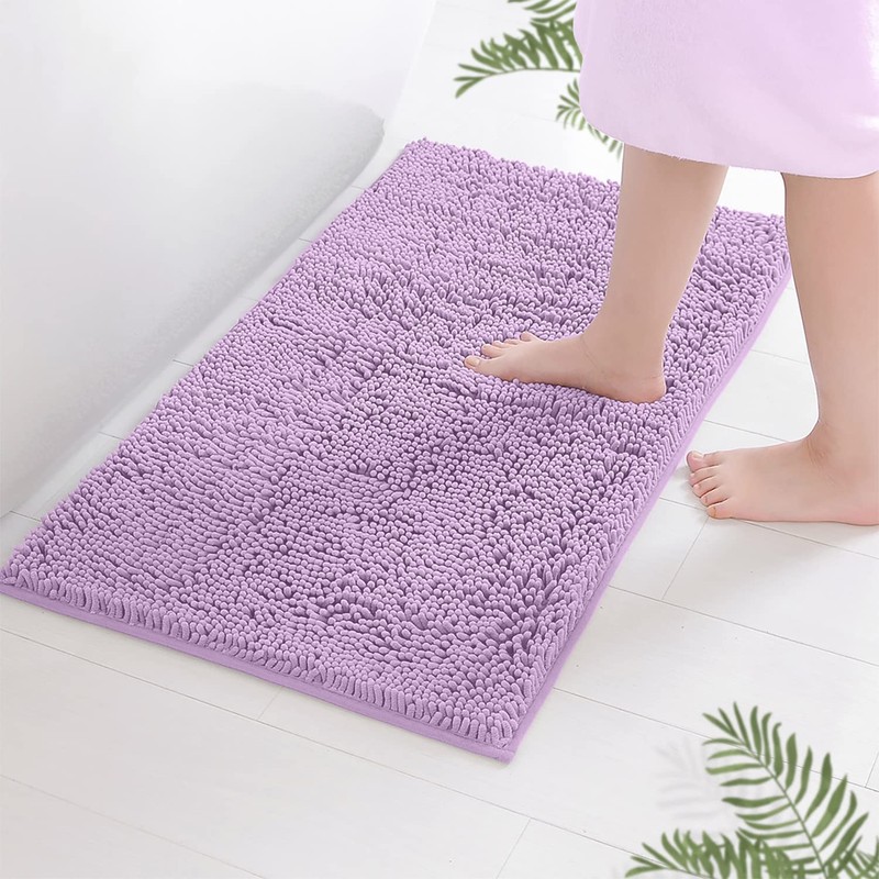 LuxUrux Bath Mat-Extra-Soft Plush Bath Shower Bathroom Rug, 1'' Chenille
