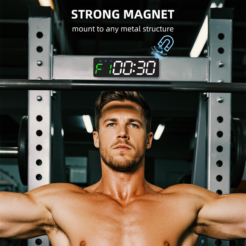 Mini Portable Gym Timer Clock, Large LED Digital Display Screen,