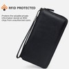 Bveyzi Women RFID Blocking Wallet Leather Zip Around Phone Clutch