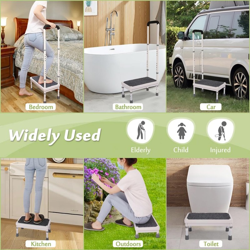 Medical Step Stool with Handle for Elderly Bed Steps for
