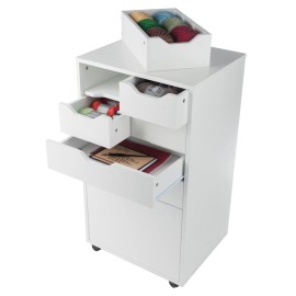 Winsome Halifax Bins and Drawers Multi Storage Tall Mobile Cabinet White Finish