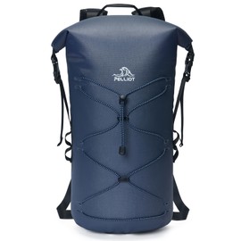 PELLIOT Dry Bags Waterproof 20L Roll Top Lightweight Adjustable Backpack Bag Storage & Keep Gear Dry Portable Dry Sack for Kayaking Boating, Navy Blue