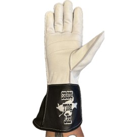 EPT Bull Ropes Bull Riding Glove Outer Seam Adult Right Hand White & Black Leather Sz: 9.0 RH
