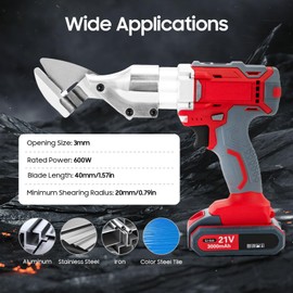 HAPPCUCOE 21V Metal Shear, 600W Cordless Electric Metal Cutter Shear,Two-Speed Adjustment,For Cutting Iron, Aluminum, Stainless Steel, Color Steel Tile,1300R/Min