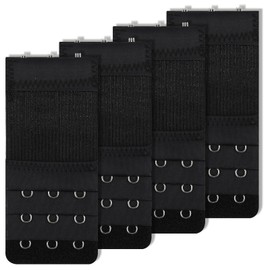 4 Packs Women's Bra Extenders 3 Hooks Bra Strap Extender Soft Lady's Bra-Extensions 3 Hook (Black)
