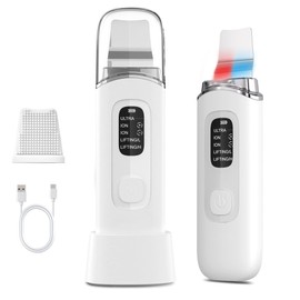 Dufuso Ultraschall-Gesichtsreinigung, Skin Scrubber mit 4 Modi und IPX7 wasserdicht, rotes und blaues Licht, professionelle Spachtel Mitesser Entfernung Tiefenreinigung Gesicht Peeling und Pflege