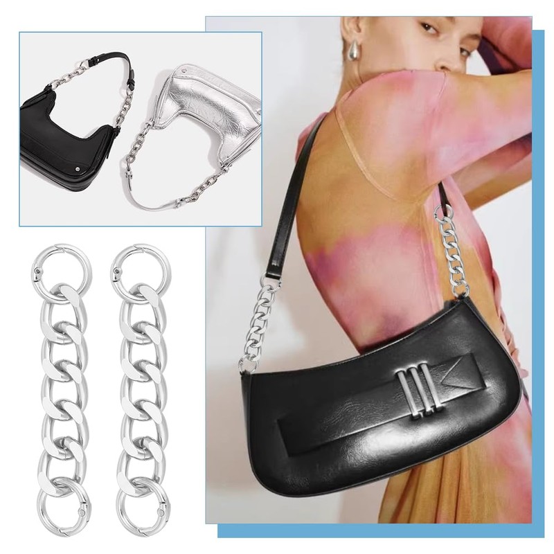 UNICRAFTALE About 2Pcs 4.25" Purse Extender Chain Silver Bag Extender
