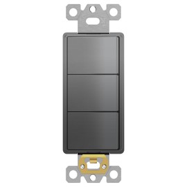 ENERLITES Elite Series Triple Decorator Switch with Screwless Wall Plate, Combination Paddle Switch, Ground Terminal, Single Pole, Residential Grade, 15A 120V-277V, 62755-SG, Space Gray