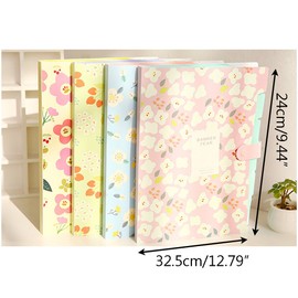OffiConsent A4 Floral Expanding File Folder 8 Pockets A4 Plastic with Snap Closure (Blue)