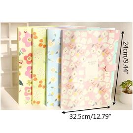 OffiConsent A4 Floral Expanding File Folder 8 Pockets A4 Plastic with Snap Closure (Blue)