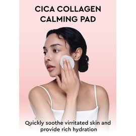 Bewants Cica Collagen Calming Facial Toning Pads - Centella Asiatica, Triple Hyaluronic Acid, 10 Pads - Instant Soothing, Moisturizing, Skin Texture Improvement