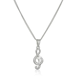 Dicksons Music is in My Soul Treble Clef Cross Silver Plated Pendant 18 Inch Chain Necklace in Jewelry Box