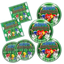 144Pcs Football Party Decorations Football Birthday Party Supplies Football Plates and Napkins Football Birthday Party Decorations for Football Party Supplies