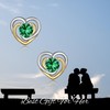 925 Sterling Silver Heart Stud Earrings With May Birthstone Emerald