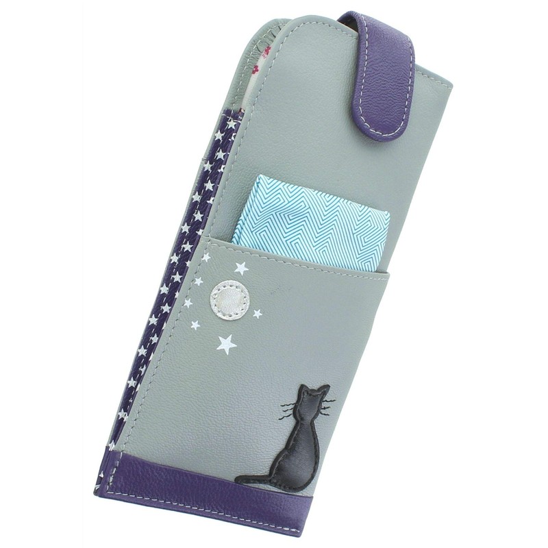 Mala Leather Midnight Collection 5152_35 Soft Leather Glasses Case, Grey,