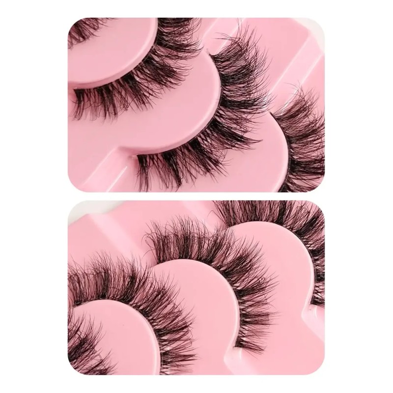 Pestañas Postizas 7 Pares Naturales Volumen Cruzado 1.5 Cm